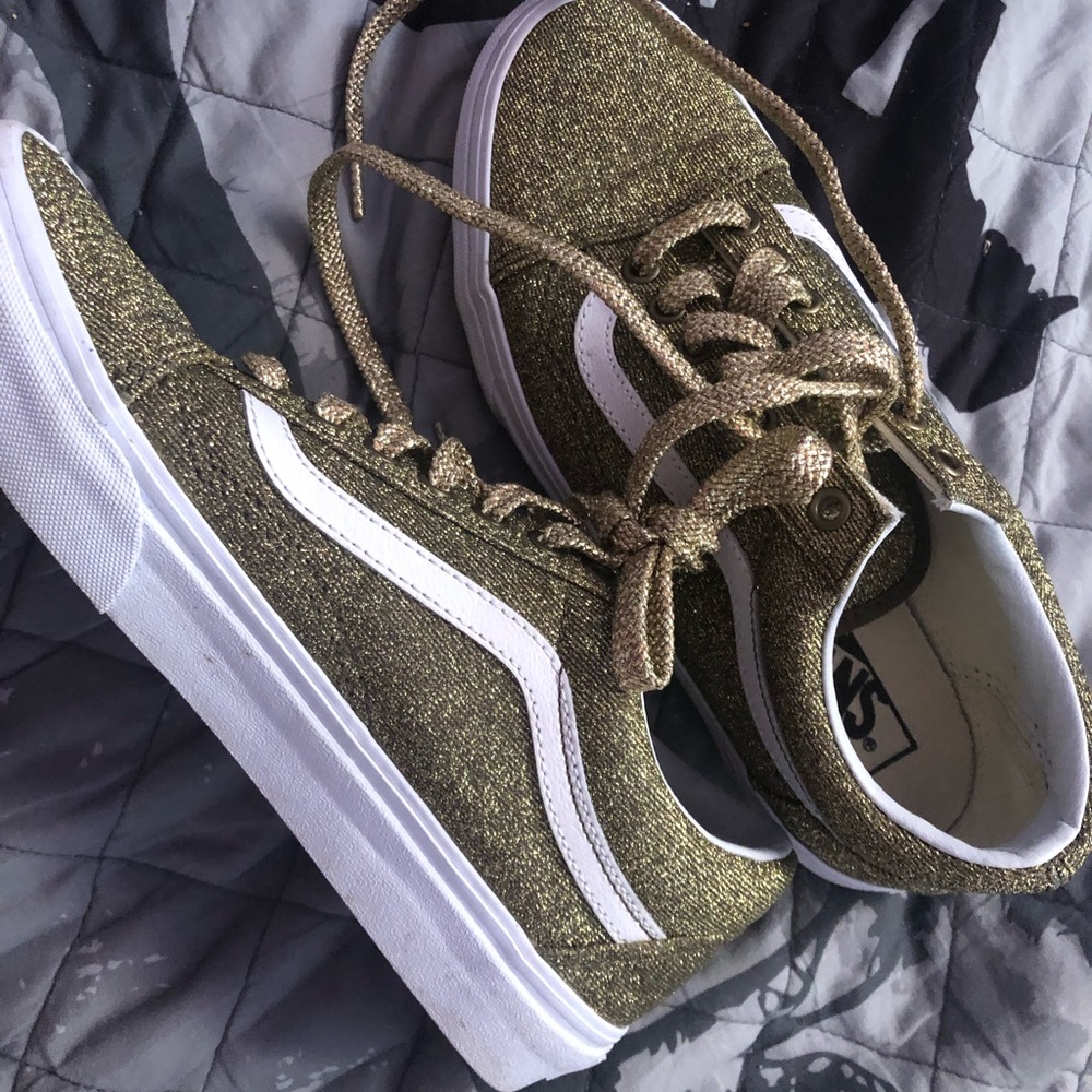 Gold glitter lurex old skool vans!